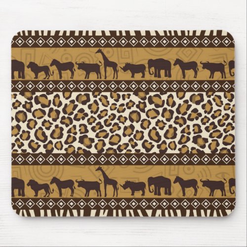 Leopard Print and African Animals Mouse Pad