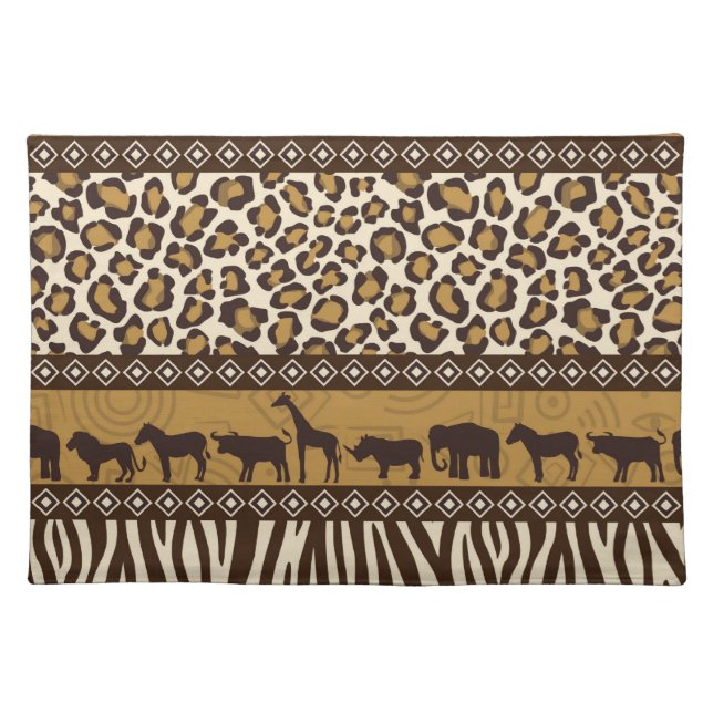 Leopard Print and African Animals Placemat (Front)