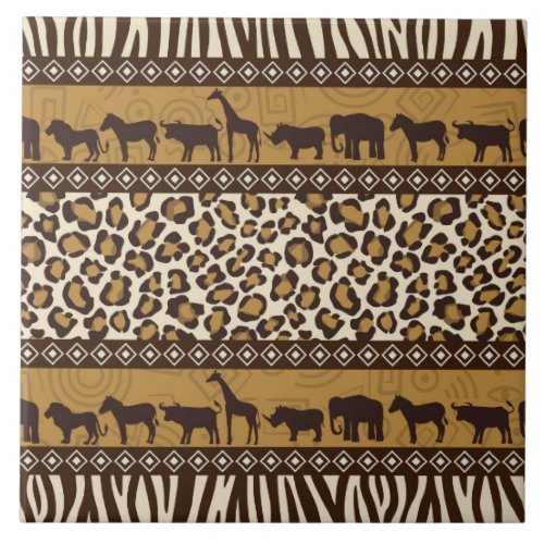 Leopard Print and African Animals Tile