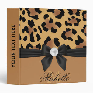 Leopard Print and Bow 3 Ring Binder