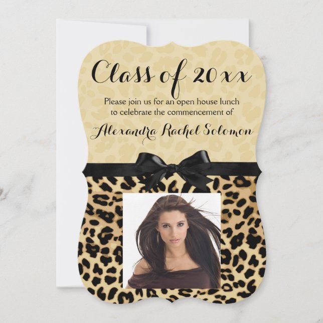 Leopard Print and Bow Graduation/Party Invitation (Front)