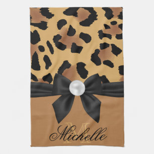 Leopard Print and Bow Kitchen Towel