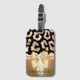 Leopard Print and Bow Luggage Tag