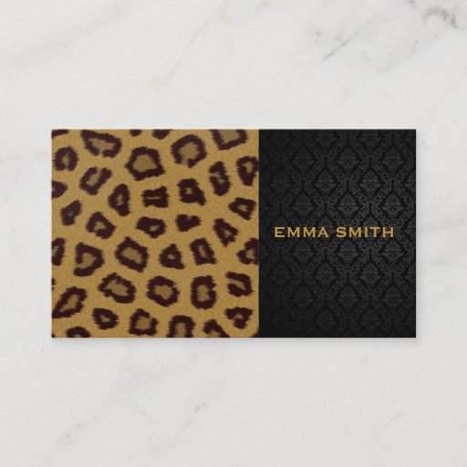 Customizable Leopard Print and Damask Business Card