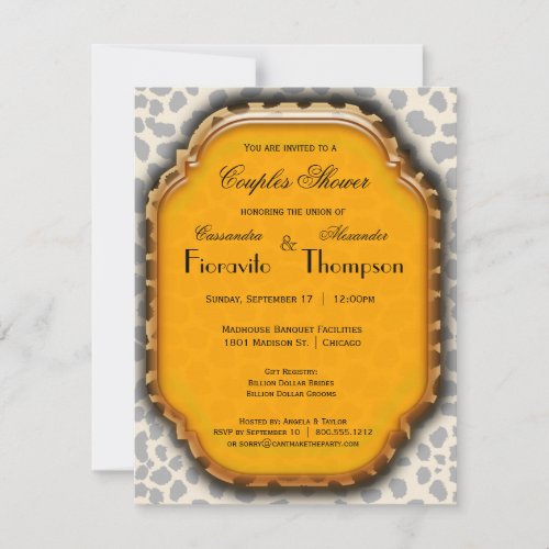 Leopard Print And Deep Yellow Accent Frame Invite