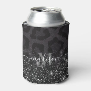 Leopard Print and Glitter Can Cooler