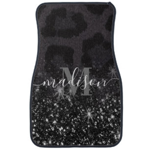 Leopard Print and Glitter Car Floor Mat