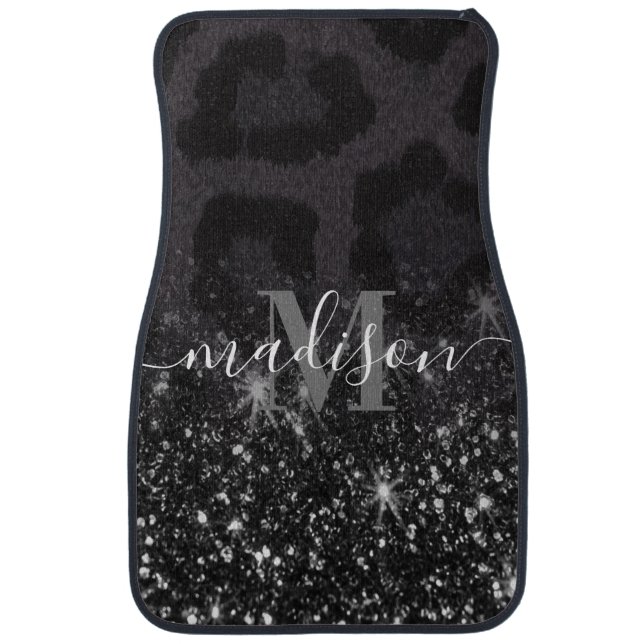 Leopard Print and Glitter Car Floor Mat (Front)