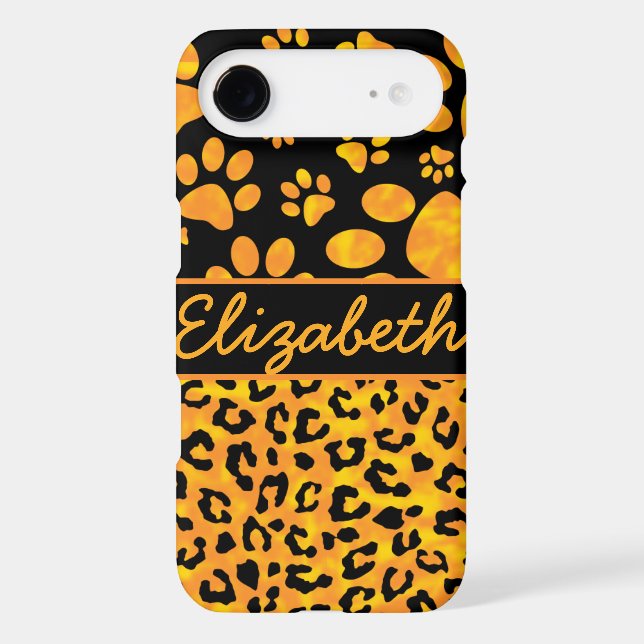 Leopard Print and Paws Orange Yellow Personalized Case-Mate Samsung Galaxy Case (Back)