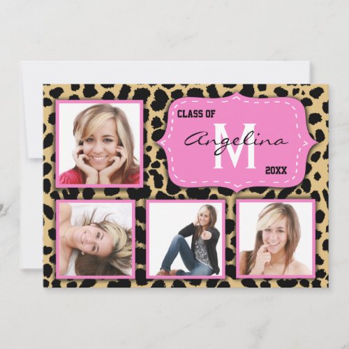 Leopard Print And Pink Accent Party Photo Invite
