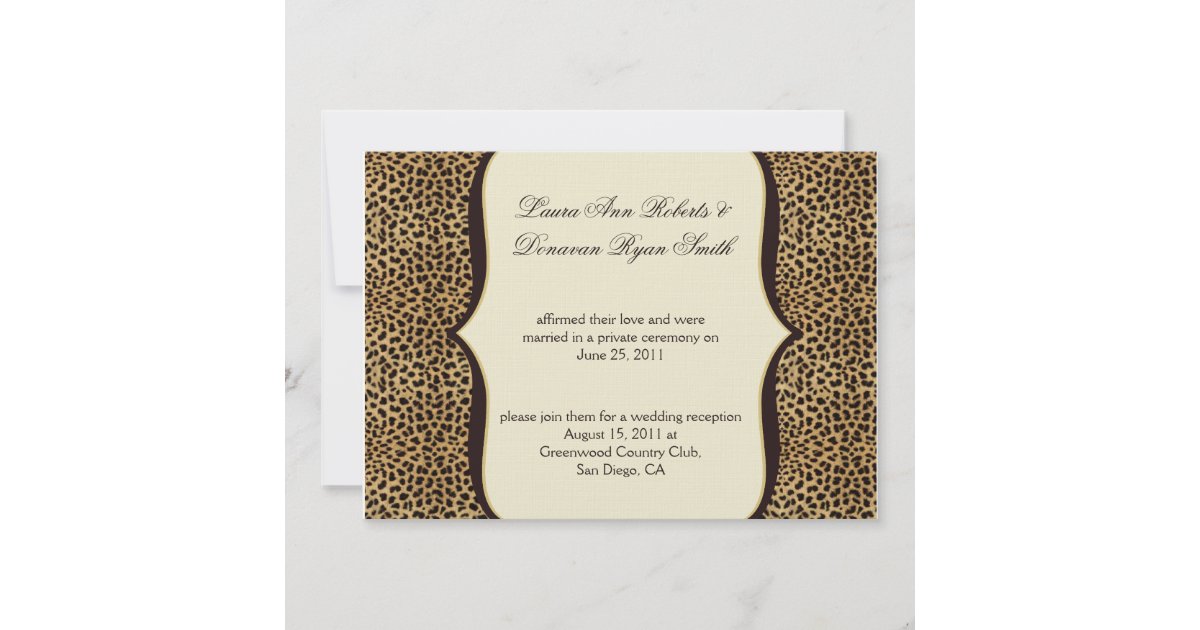 Leopard Print and Scrolls Post Wedding Invitation | Zazzle