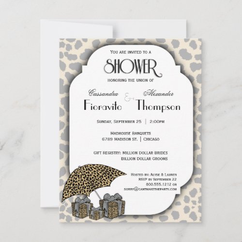 Leopard Print And Silver Accent Shower Invite