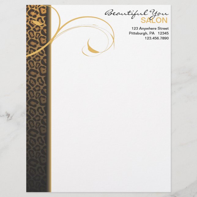 Leopard Print and Swirl Letterhead (Front)