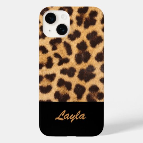 Leopard Print Animal Fur Personalized Name Case_Mate iPhone 14 Case