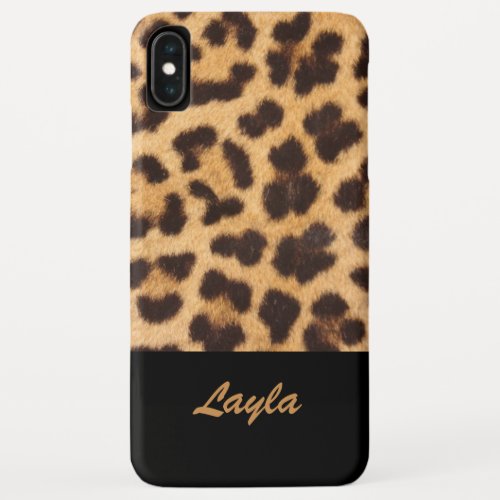 Leopard Print Animal Fur Personalized Name iPhone XS Max Case