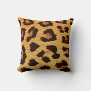 Leopard Print Animal Gold & Brown Cheetah Skin Throw Pillow