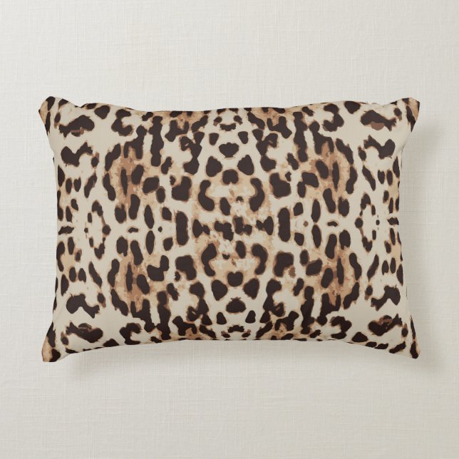 Leopard Print Animal Pattern Accent Pillow (Front)