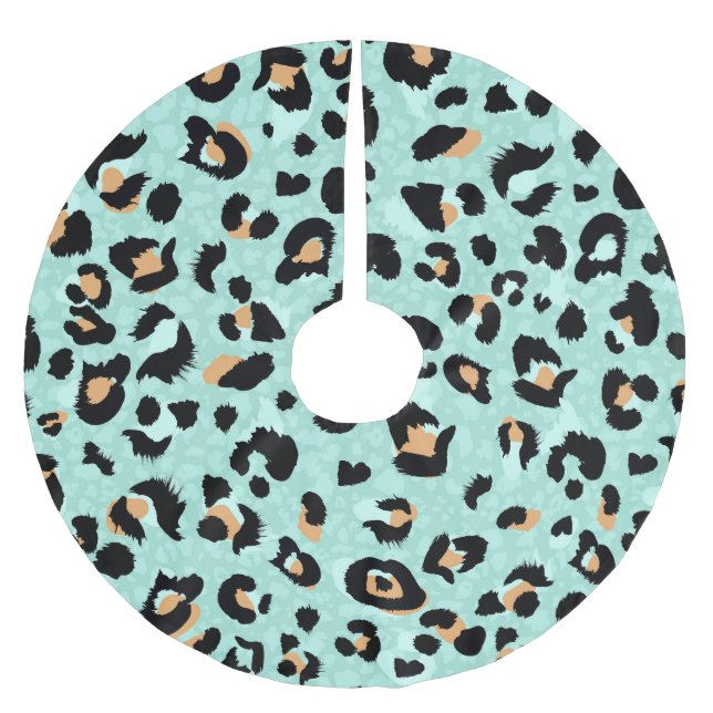 Leopard print, animal pattern brushed polyester tree skirt (Front)