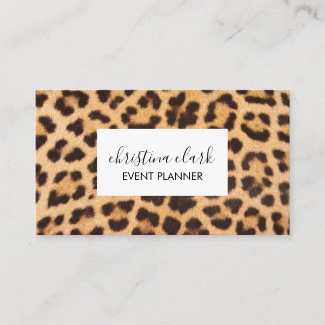 Leopard Print Animal Pattern Custom Personalized Business Card (Front)
