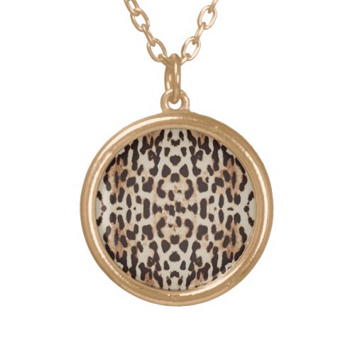 Leopard Print Animal Pattern Gold Plated Necklace