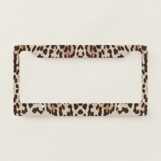 Leopard Print Animal Pattern License Plate Frame (Front)