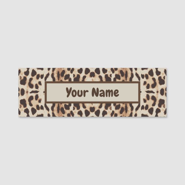Leopard Print Animal Pattern Name Tag (Front)