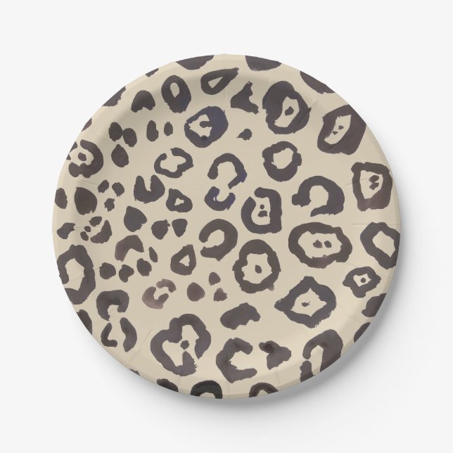 Leopard Print Animal Pattern Paper Plates (Front)
