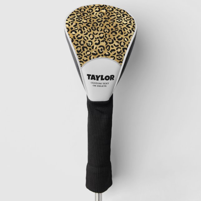leopard Print Animal Pattern Personalized Text Golf Head Cover (Front)