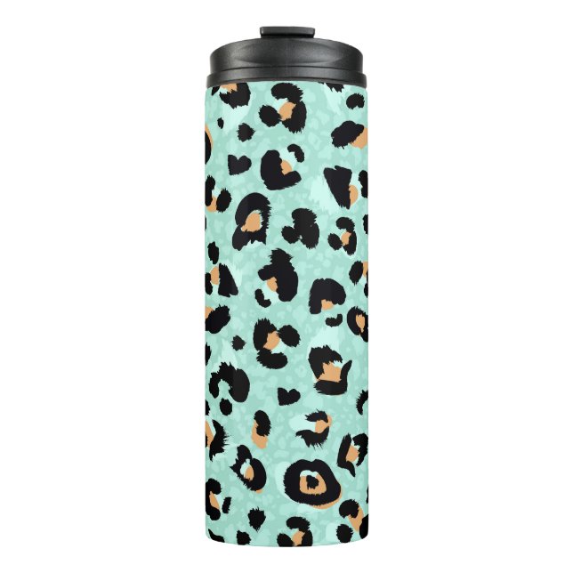 Leopard print, animal pattern thermal tumbler (Front)