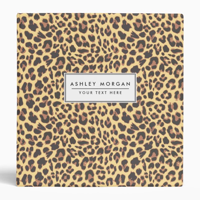 Leopard Print Animal Skin Pattern 3 Ring Binder (Front)