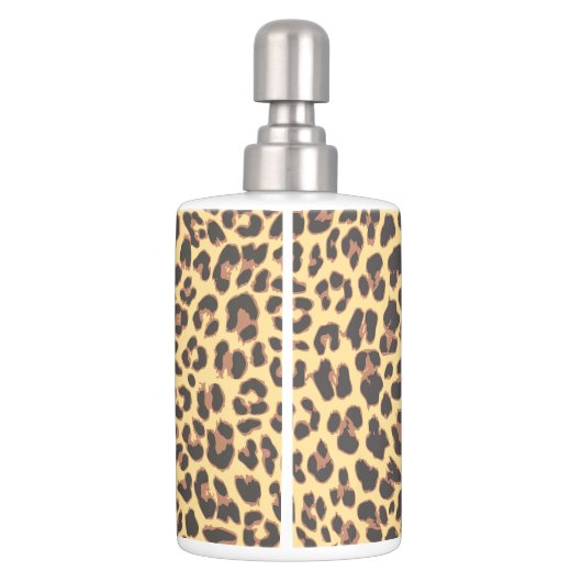 Leopard Print Animal Skin Pattern Soap Dispenser & Toothbrush Holder (Back)