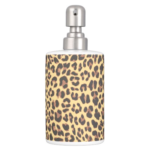 Leopard Print Animal Skin Pattern Soap Dispenser & Toothbrush Holder (Front)