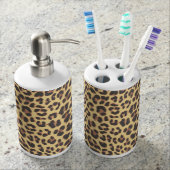 Leopard Print Animal Skin Pattern Soap Dispenser & Toothbrush Holder (Front)