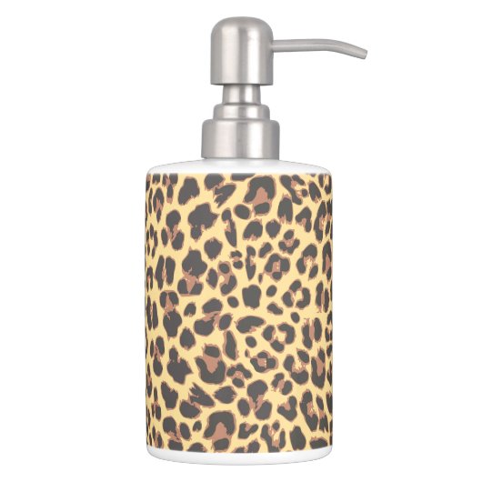 Leopard Print Animal Skin Pattern Soap Dispenser & Toothbrush Holder (Right)