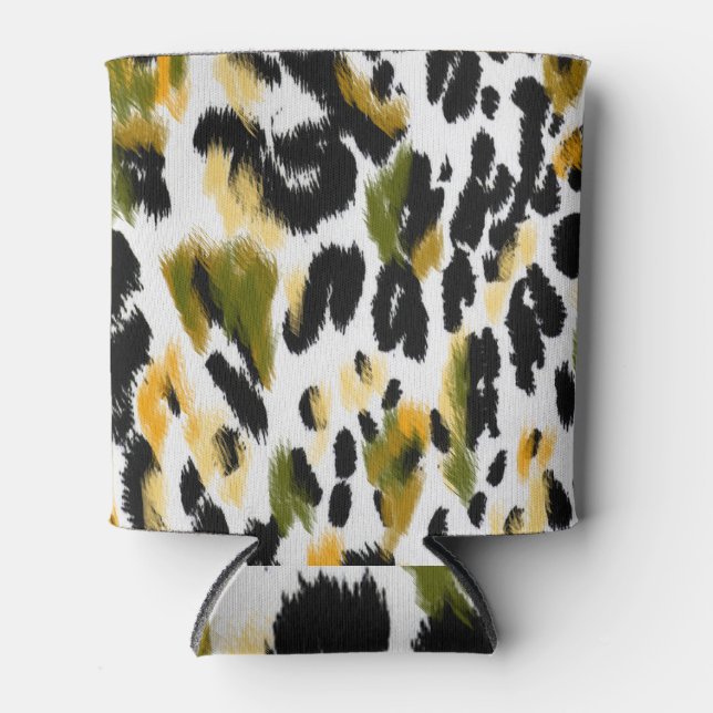 Leopard Print: Animal Texture Background Can Cooler (Front)