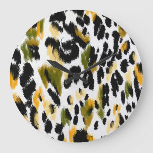 Leopard Print: Animal Texture Background Large Clock