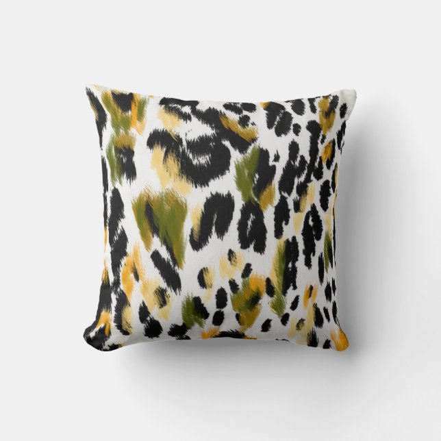 Leopard Print: Animal Texture Background Throw Pillow (Front)
