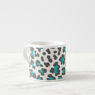 Leopard Print Aqua, Gray, White Espresso Cup