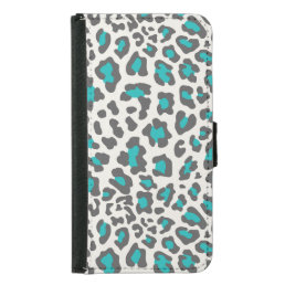 Leopard Print Aqua, Gray, White Wallet Phone Case For Samsung Galaxy S5