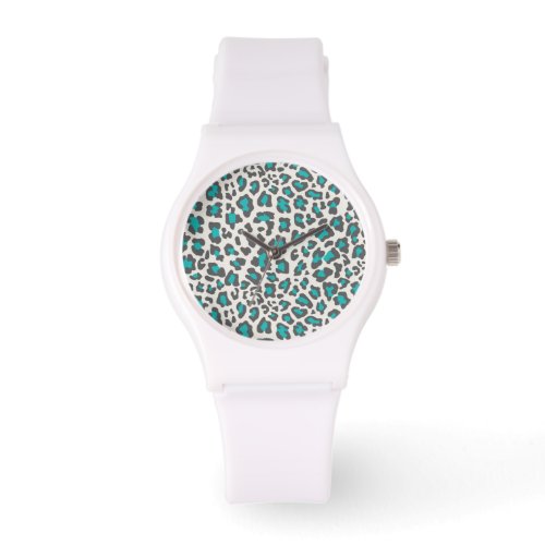 Leopard Print Aqua Gray White Watch