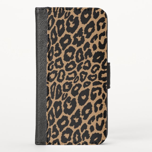 Leopard Print Background Changer iPhone Wallet Case (Front)
