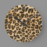 Leopard Print Background Round Clock