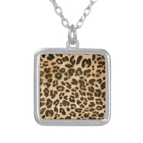 Leopard Print Background Silver Plated Necklace