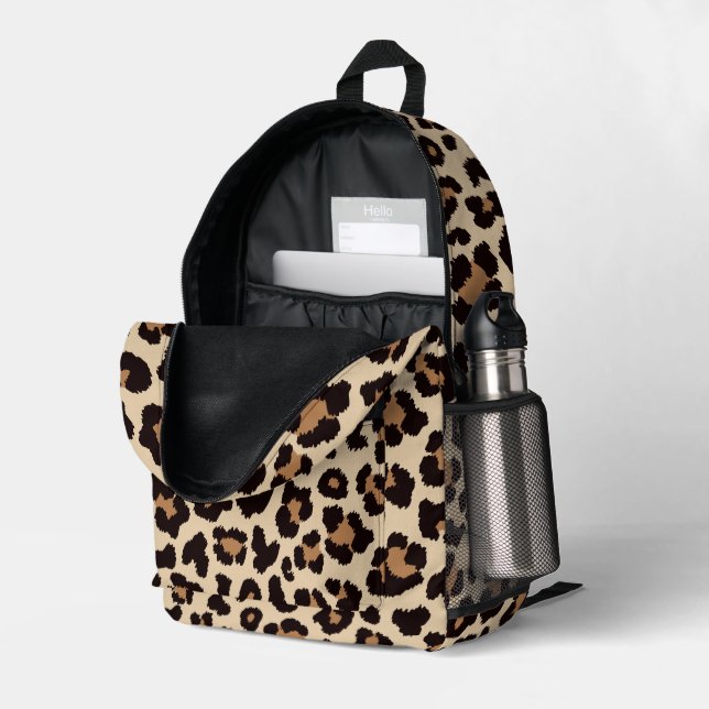 Leopard Print Backpack - Wild Style Bag (Back Corner Right (Open))