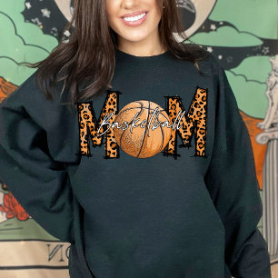 Leopard Print Basketball Mom, Athlete # and Name S Sweatshirt