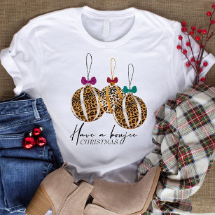 Leopard Print Bauble Ornaments Boujee Christmas T-Shirt