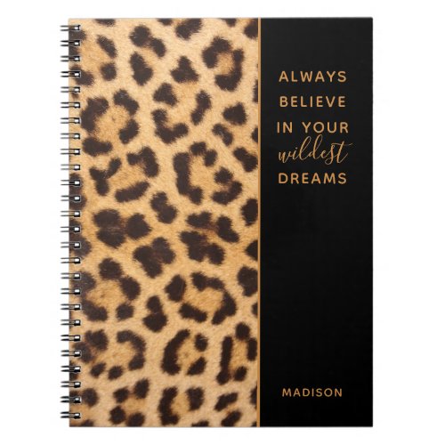 Leopard Print Believe Stylish Modern Personalized Notebook
