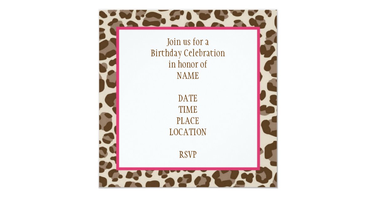 Leopard Print Birthday Invitation | Zazzle.com
