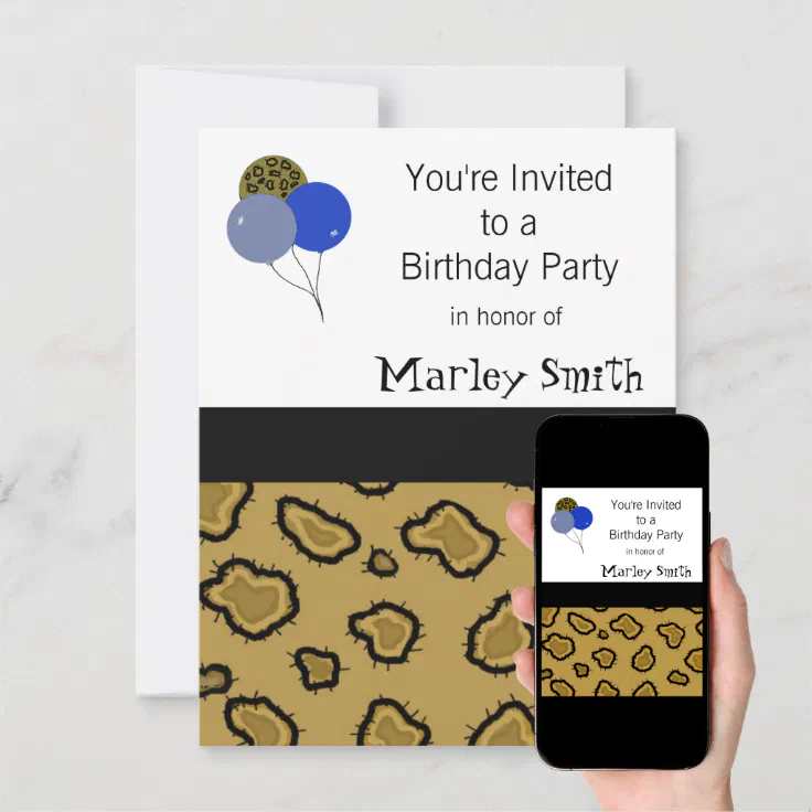 Leopard Print Birthday Invitations | Zazzle
