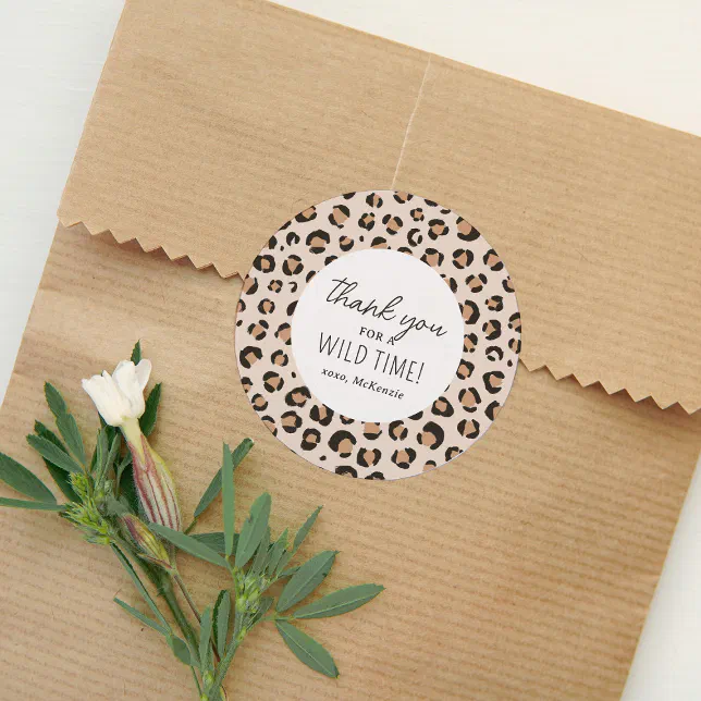 Leopard Print Birthday Party Classic Round Sticker
